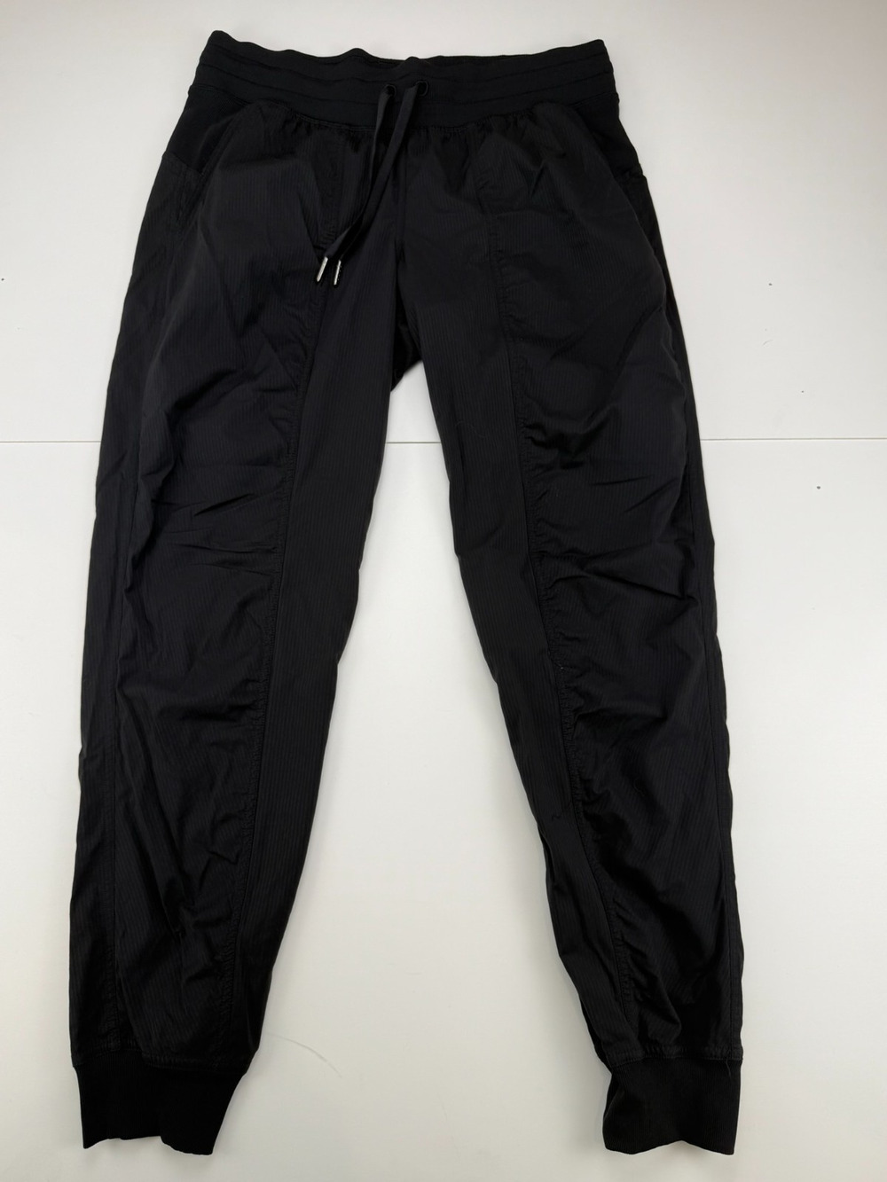 Lululemon Womens Black Studio Jogger Pants Ribbed Waist Cuff Drawstring 28"